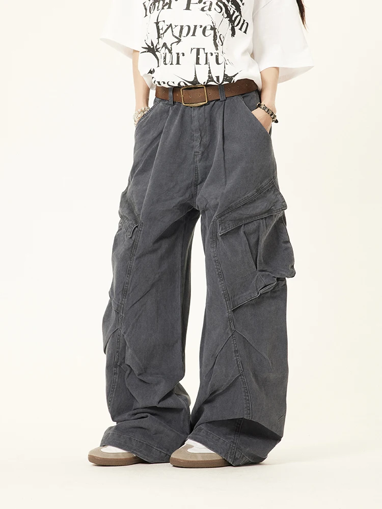 2024 Spring New Cargo Jeans American Street Style Baggy Cargo Pants Women Multi-pocket Wide Leg Jeans