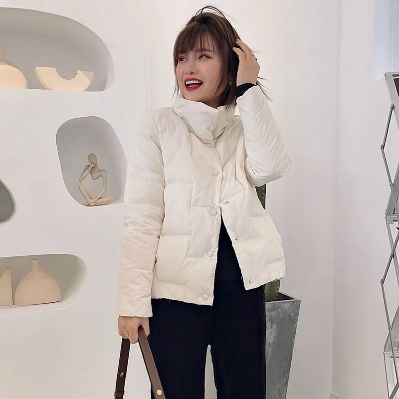 2025 Spring and Autumn New Women's Down Jacket Casual High Neck Lightweight Jacket