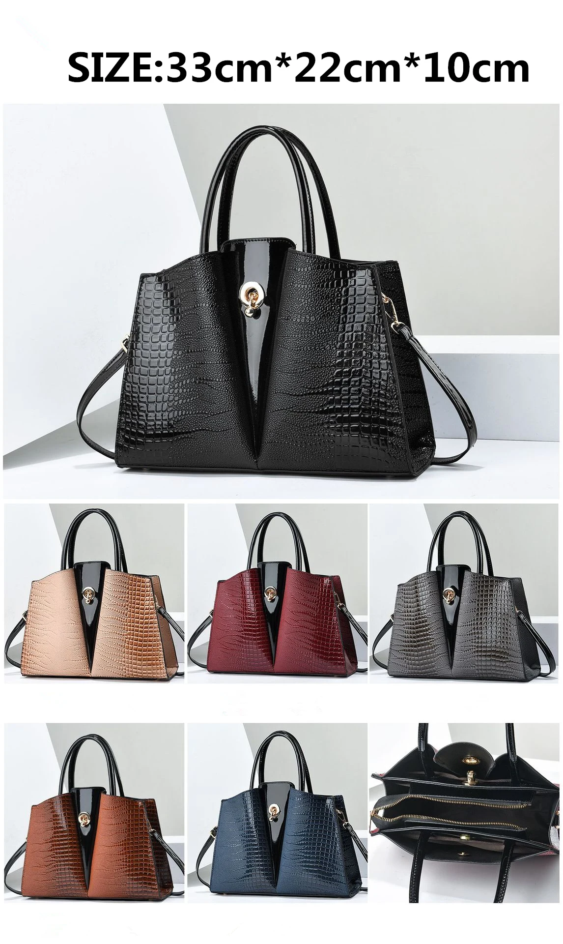 2024 Large Capacity Crocodile Patterned Crossbody Composite Bag High Quality PU Single Shoulder Tote Bags Women Fashion Handbags