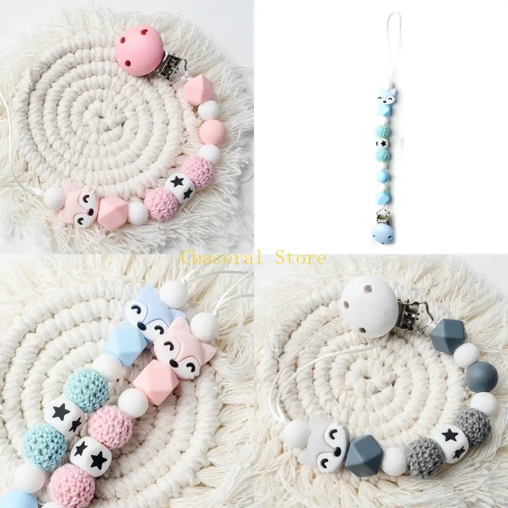 

E7CE Baby Pacifier Clip Cursting Soother Holder Silicone Beads Ceether Clip Clip Diy Dimemy Dummy Dearser Deash
