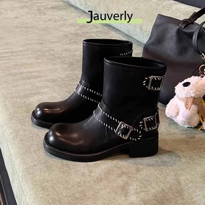 

Женские ботинки 2021, цветные ретро-протирающие пряжки, старые мотоциклетные ботинки на толстом каблуке в британском стиле, модные короткие ботинки в готическом стиле