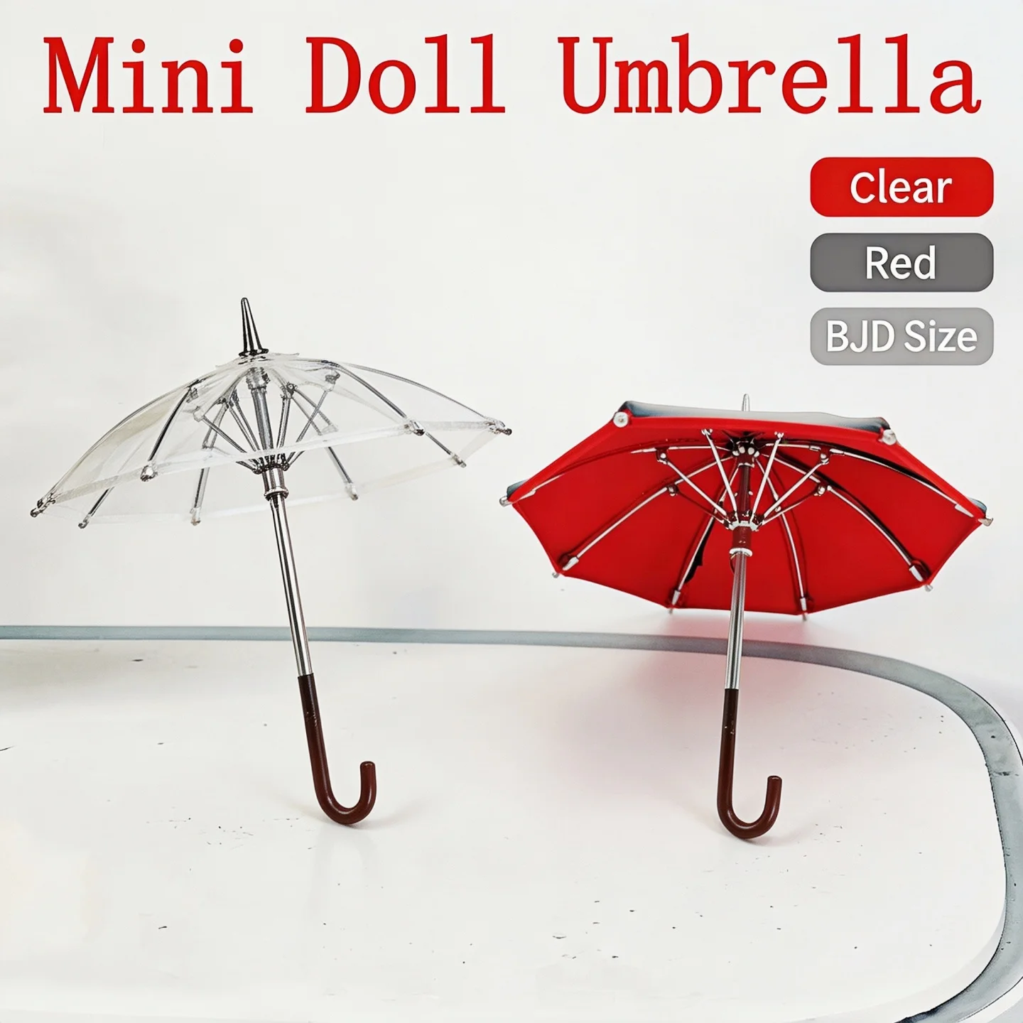 Clearance Sale 1/12 Scale Transparent Ultra Mini BJD Umbrella Brown Handle Micro Dollhouse Decor Photo Props Not for Human Use