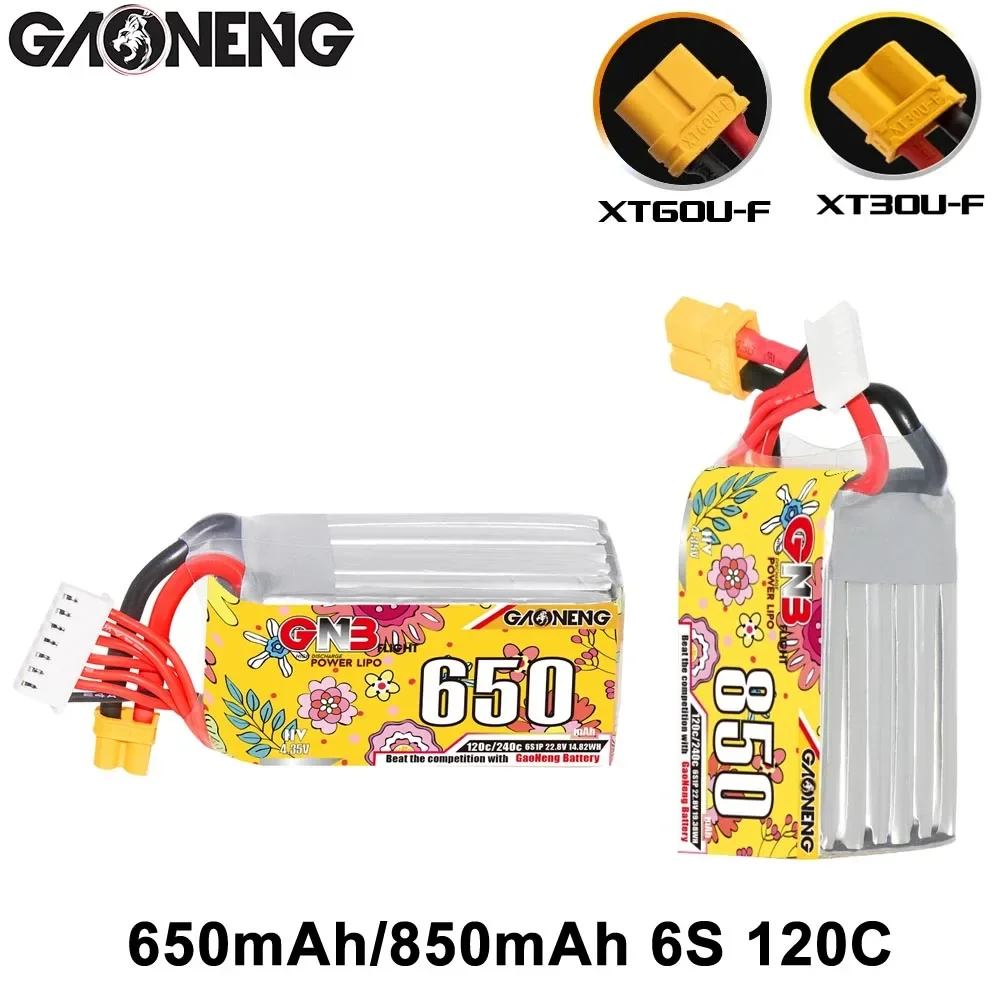 Bateria LiPo para drones sem escova, hélice, FPV, Cine Whoop, Cinelog, Cinekhoop, UAV Quadcopter, GNB, 650mAh, 850mAh, 6S, 120C, XT30, XT60