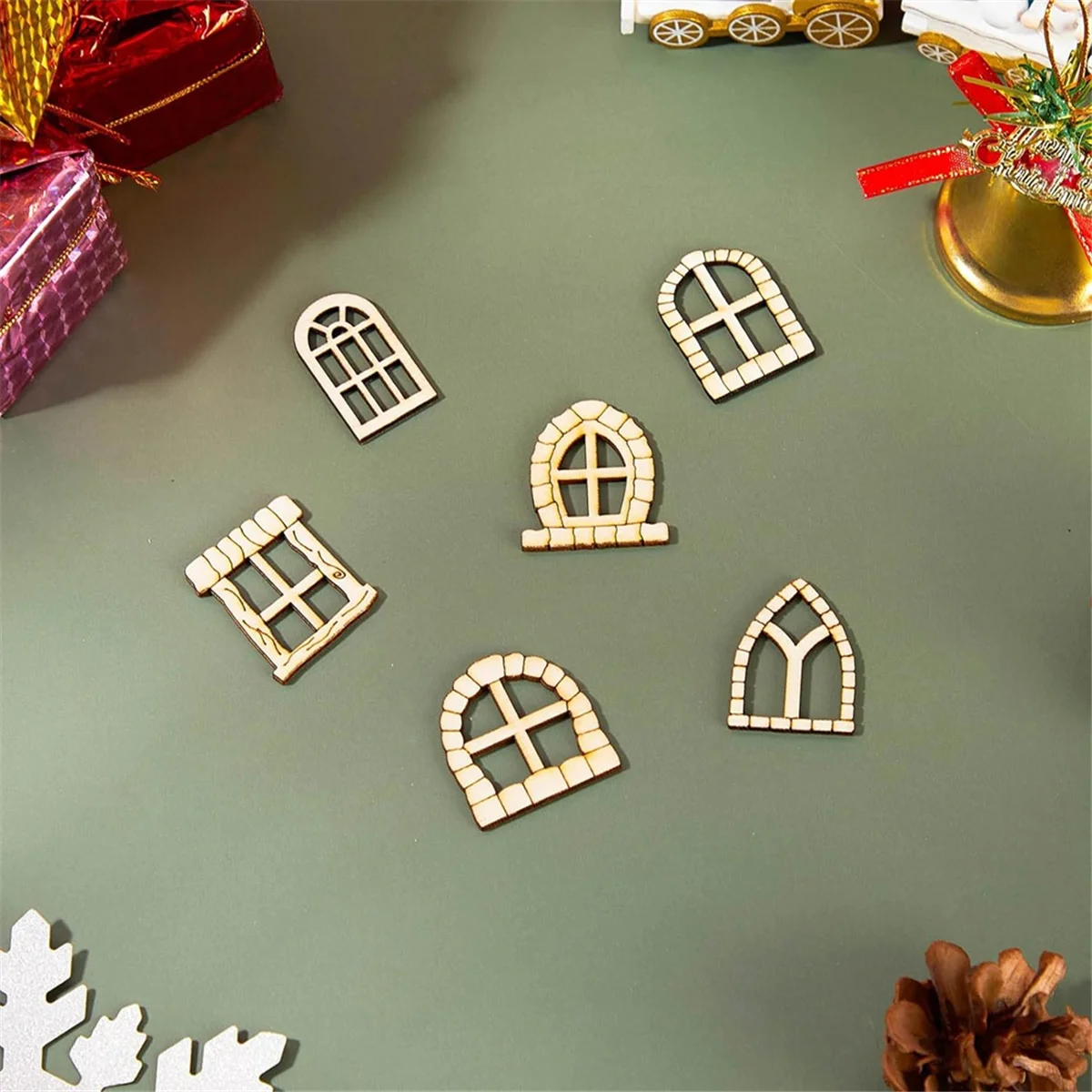 

48 Pcs Fairy Door Wooden Garden Doors Craft Mini Window Fairy House Kit Unfinished Miniature Door Unpainted Fairy Window