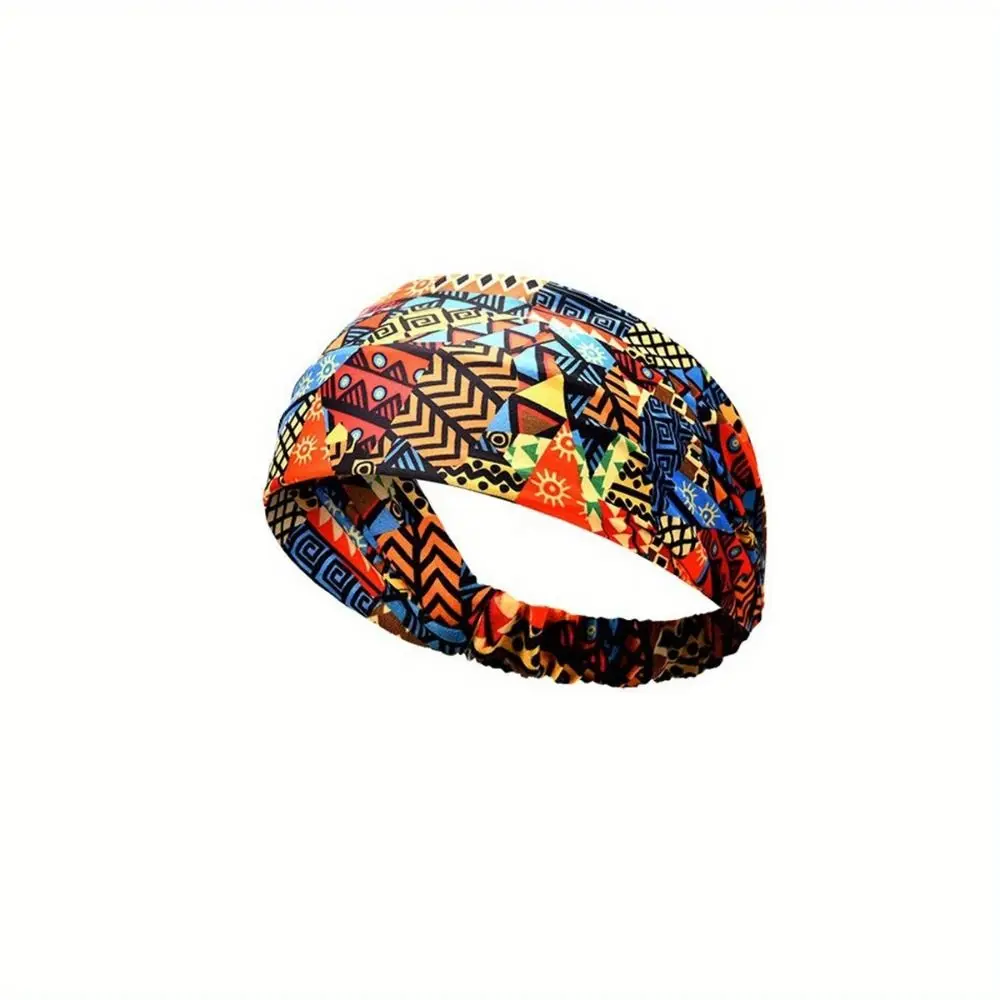 Summer Bohemian Headband Non Slip Cotton Stretch Hairband Bandana Wide Yoga Hair Band Go on Holiday