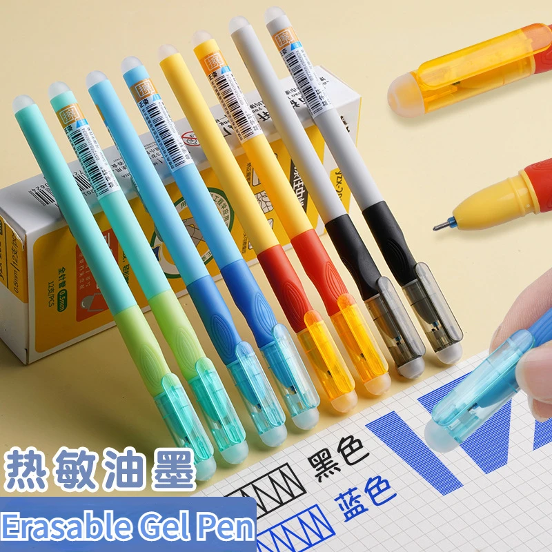 

4pcs Erasable Gel Pens 0.5mm Black Blue Ink With Eraser Writing Correction Pen Drawing Writing Gel Ink Pen Stationery Supplies