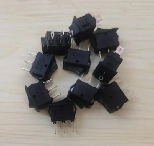 10pcs Mini 10x15mm 3 Pin SPST ON-Off Rocker Switch 3A 250V 6A 125V Case s654 Black