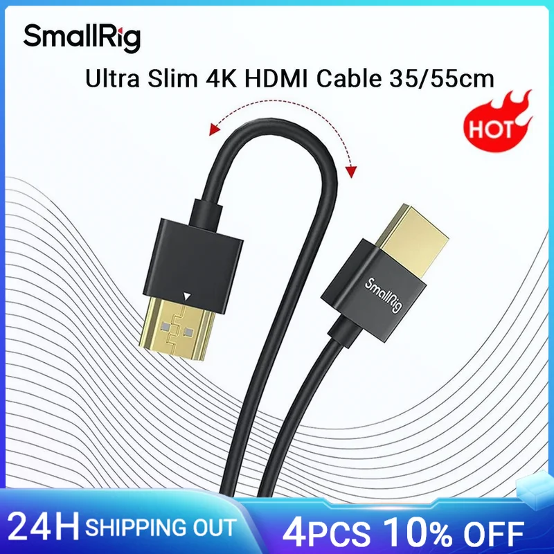 SmallRig Ultra cienki kabel 4K 35cm/ 55cm porty dla lustrzanka cyfrowa BMPCC 6K/Monitor/bezprzewodowy nadajnik wideo i kabel odbiorczy 2956B