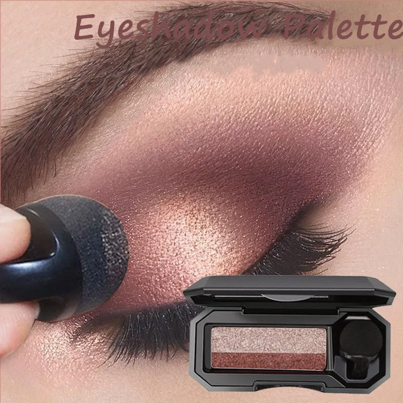 Glitter Lidschatten Pallete Zwei-farbe Lidschatten Doppel Farbe Faul Lidschatten mit Spiegel Pinsel Wasserdicht Make-Up Shimmer Kosmetik