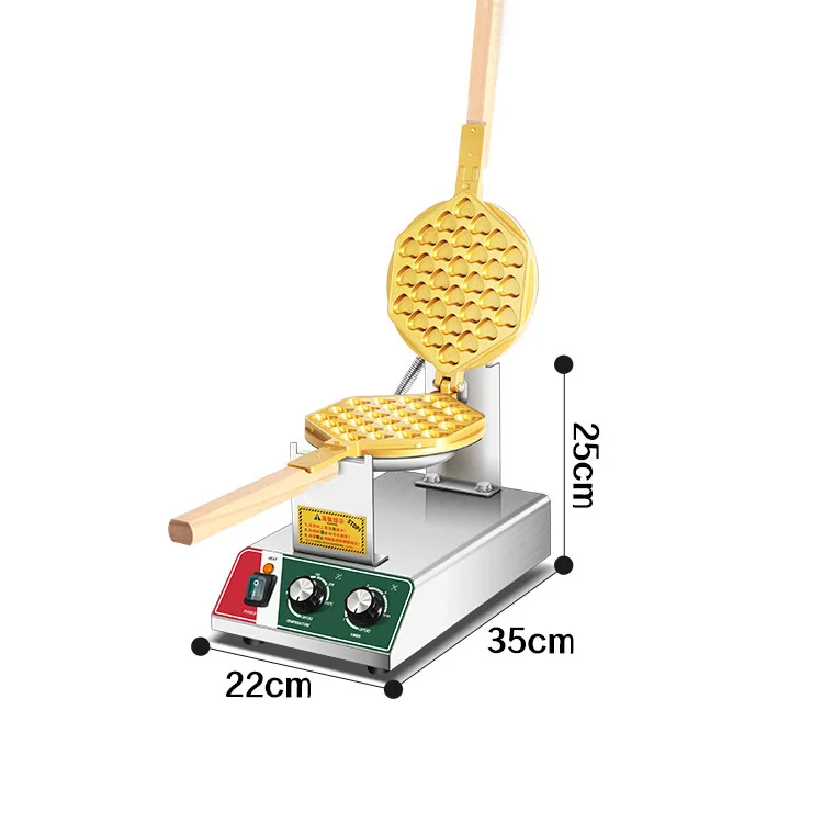 Commercial Heart Shape Belgian Waffle Maker Stainless Steel Waffle Iron Double-Sided Uniform Heating for Fluffy Golden Waffles