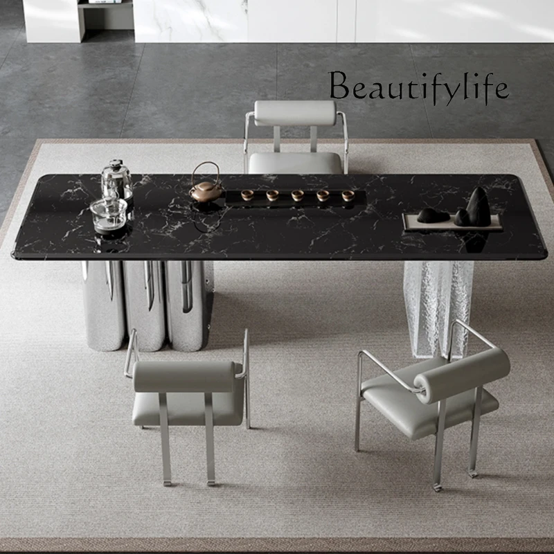 

Italian minimalist light luxury modern natural luxury stone tea table living room home simple high-end desk