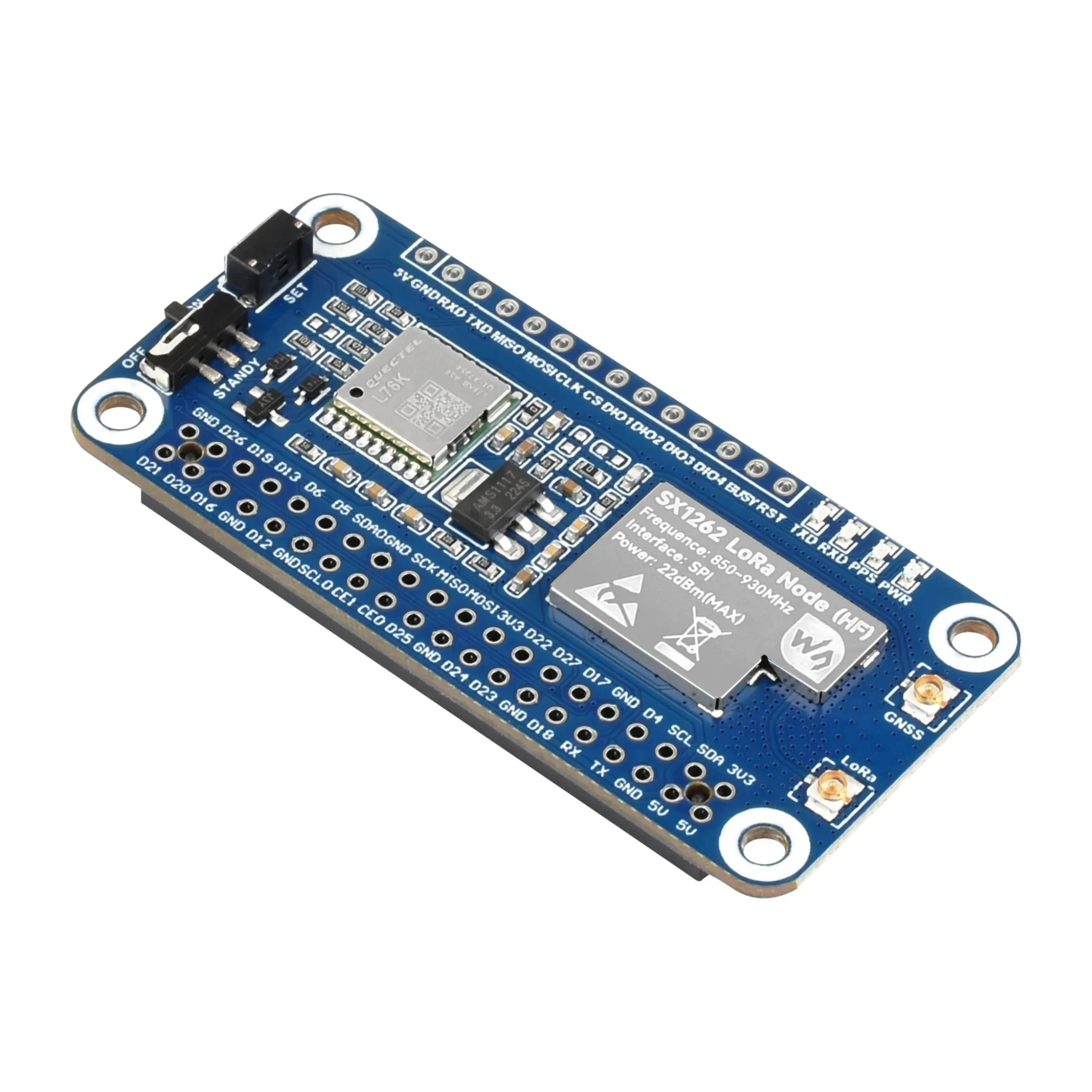 SX1262 868/915M LoRaWAN HAT Waveshare Module Expansion Board Magnetic CB antenna Options For Frequency Band GNSS Raspberry Pi
