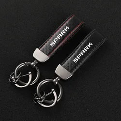 Leather car keychain Horseshoe Buckle Jewelry for Chevrolet Spark with logo car Accessories
