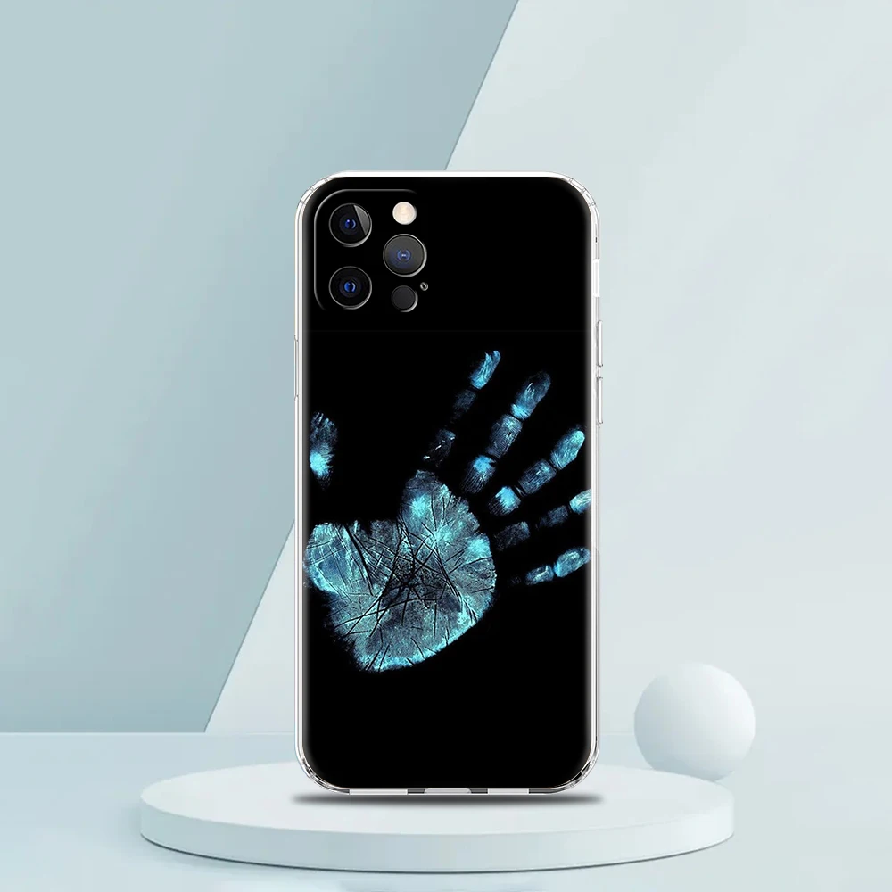 غطاء هاتف شفاف لهاتف iPhone 16,15,14,13,12,11,Pro,Max,8,7,Plus,16E,XS,Max Soft TPU Shell Autumu X Ray حقيبة عظام اليد