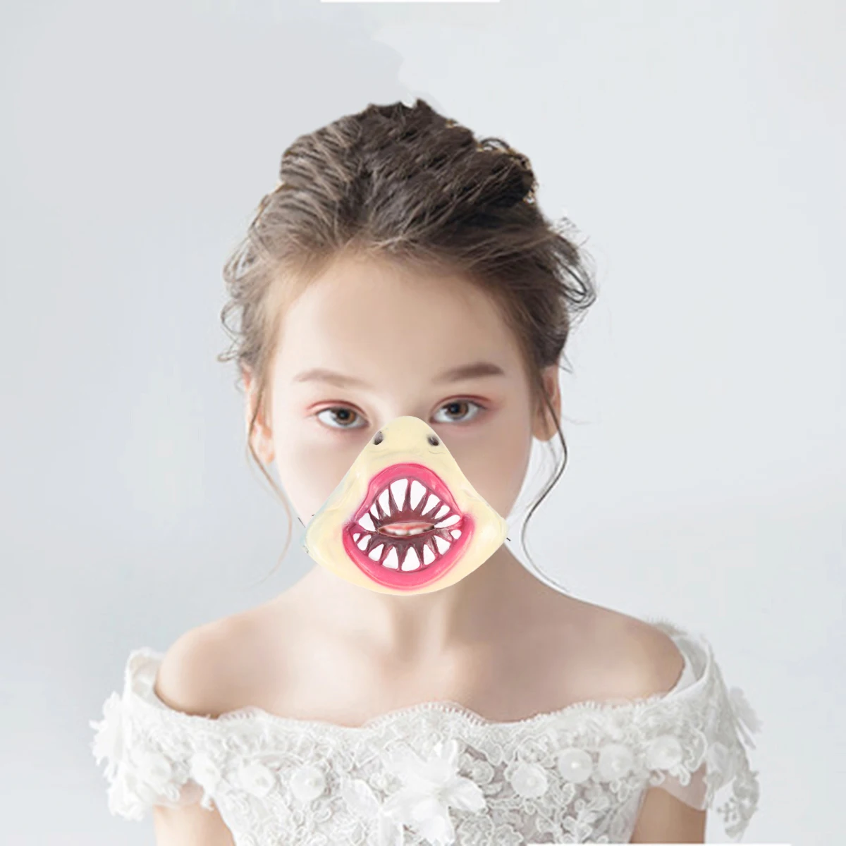 

Shark Mouth Mask Realistic Details Halloween Face Apparel Cosplay Costume Half Creepy Accessory