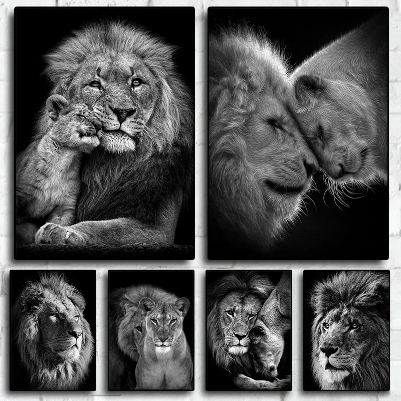 Черно-белые фотообои с рисунком природных животных, задние плакаты и принты, настенные картины для гостиной, домашний декор