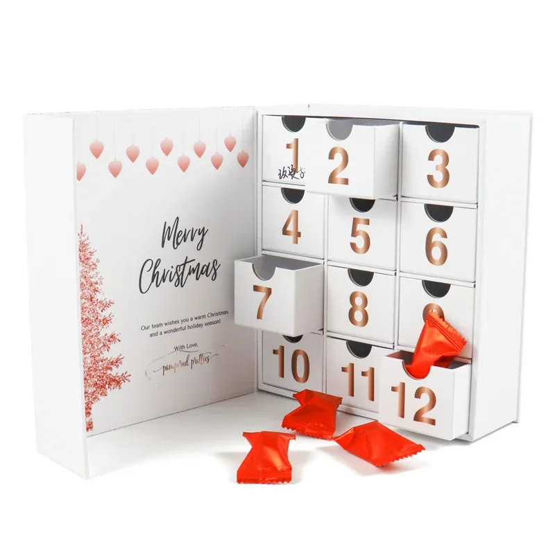 custom. Empty Advent Calendar Box Blind Making Countdown Gift Printing Christmas Surprise Hand Tear