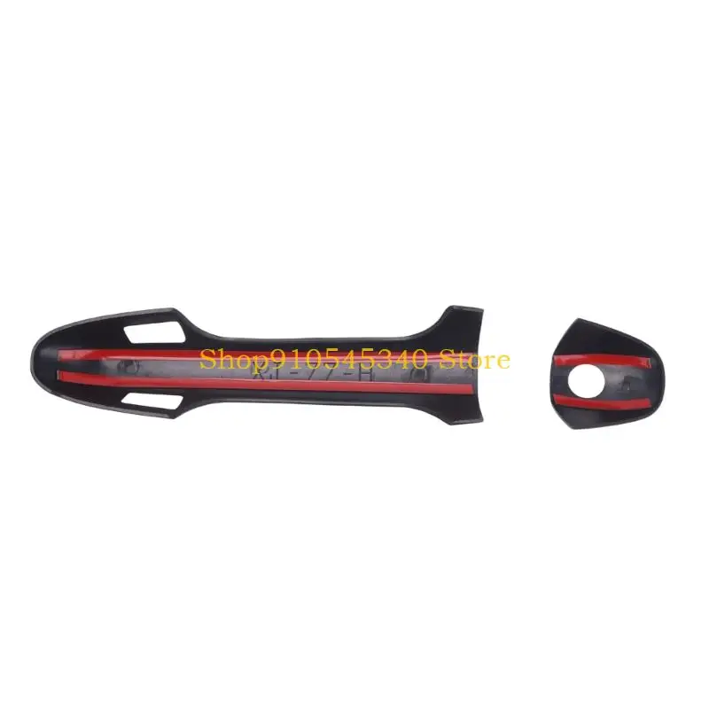 U2JA Exterior Door Handle Covers, Black Plastic Trim Set with Attached Adhesive Strips and Separate Sections for Different