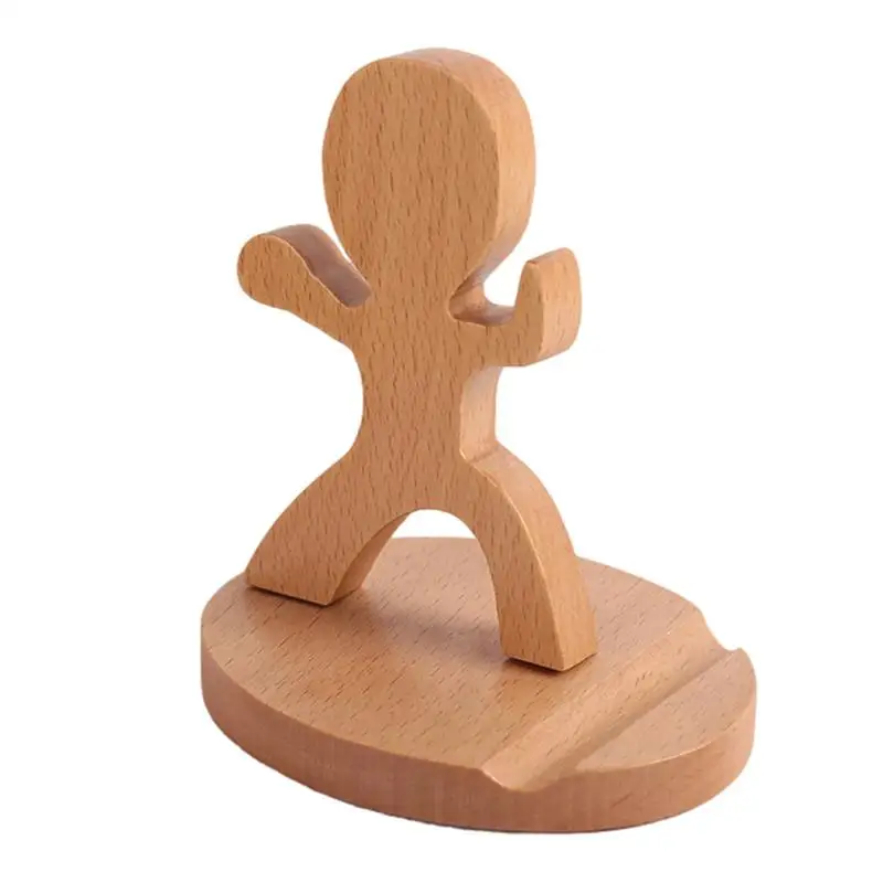 

Desktop Phone Holder Wood Creative Tablet Cell Phone Support Stand Tabletop Wooden Rack For Live Streaming Recording Watching TV