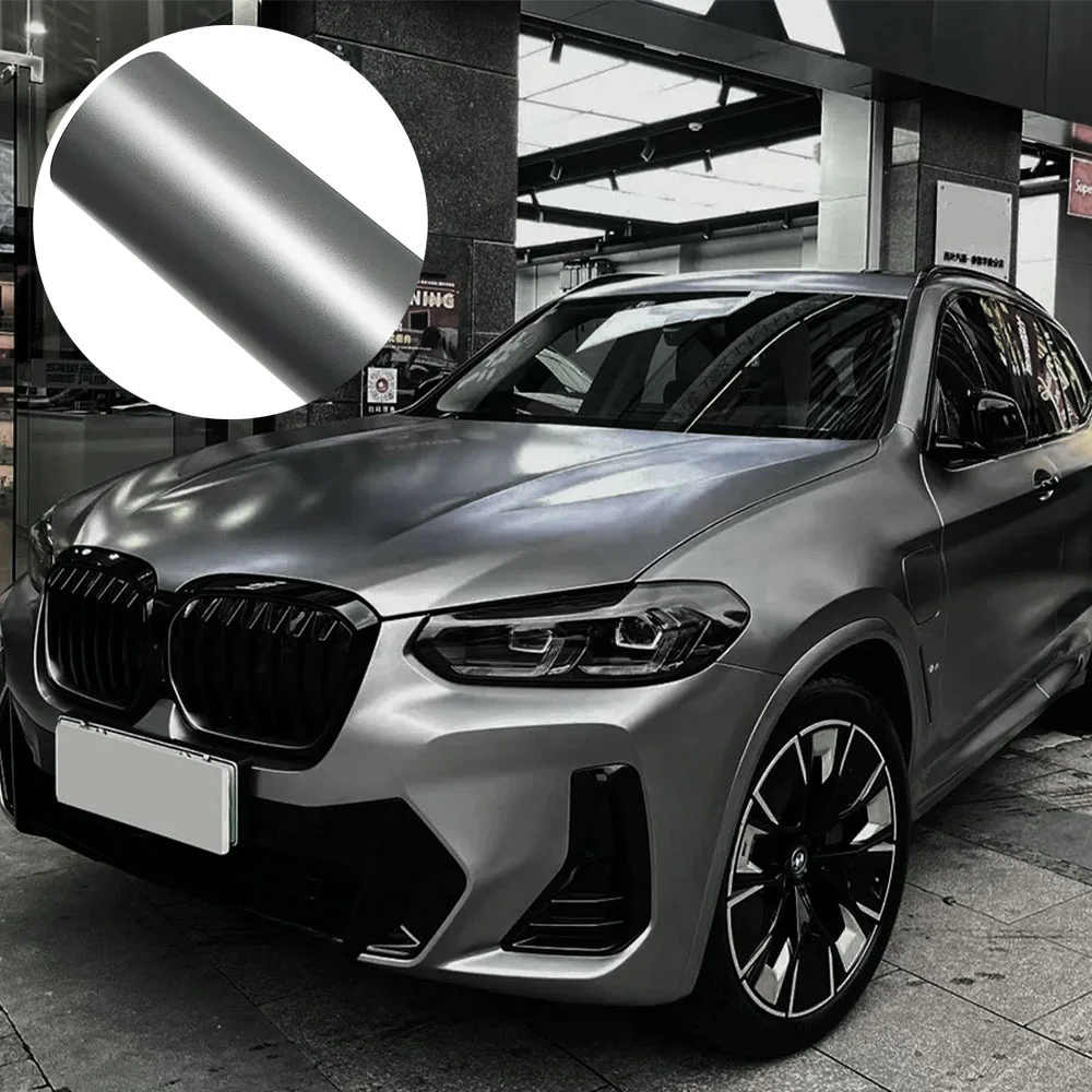 Car Wrap Film Matte Metallic Charcoal Grey Color Change Vinyl Film PET Bubble Free Sticker Wrapping Car Accessories Auto Decals