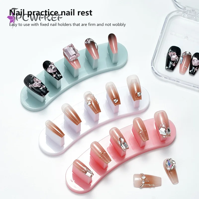 3Pcs Beginner Nail Holder Practice Display Stand DIY Nail Art Stand For False Nails Tips Colorful Nail Polish Two Styles