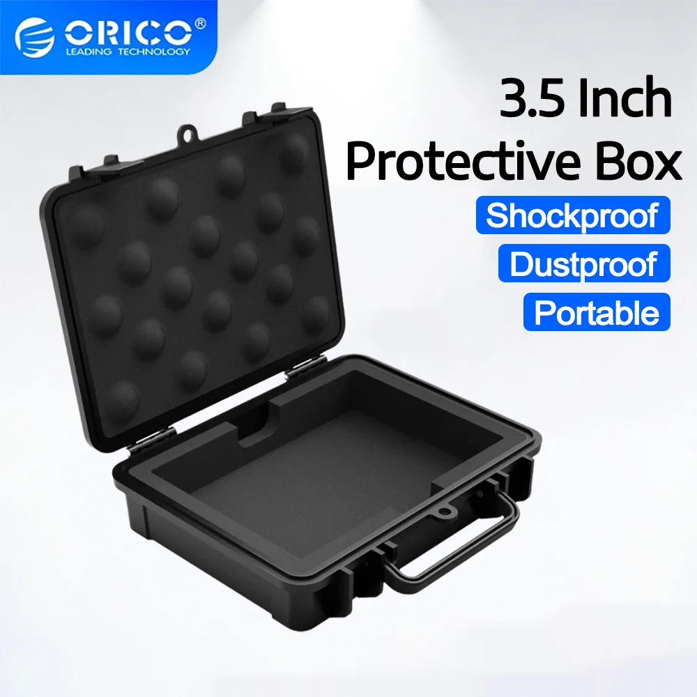 

ORICO 3.5 Inch Hard Drive Protective Case Storage Box Waterproof Shock-proof Dust-proof Function Safety Label Design for 3.5''