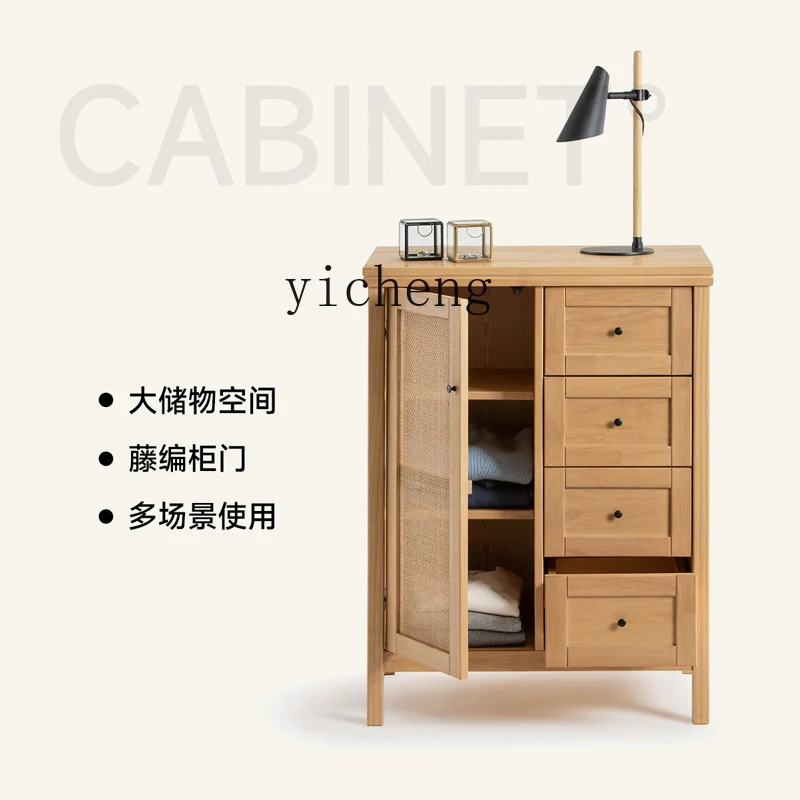 ZK chest rattan weaving process, modern simple locker, breathable retro foyer, entrance cabinet, storage against the wall