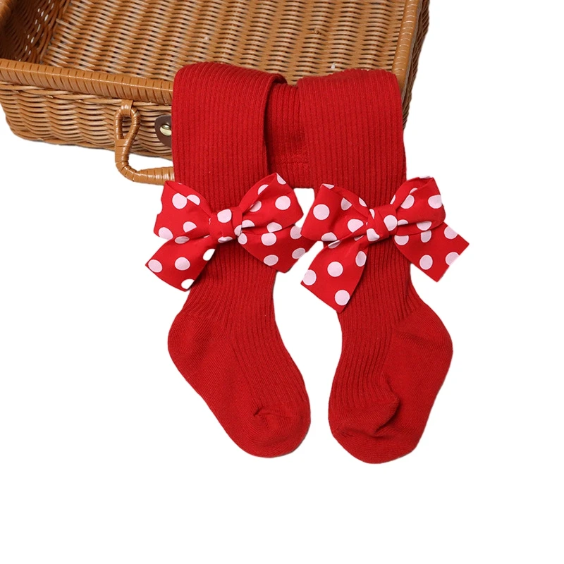 Baby Girls Stockings Christmas Big Red Children Girls Pantyhose High Waisted Pantyhose Anti-Shine