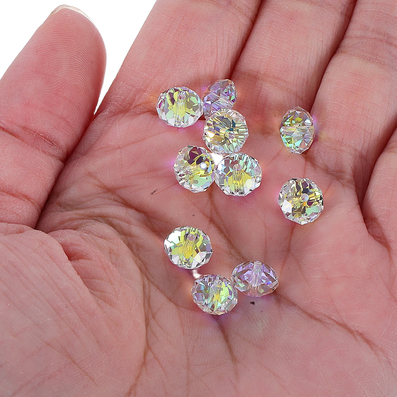 

10pcs 8Mm Vibrant Crystal Beads Sparkly Faceted Round Spacer For Diy Jewelry Making Bracelets Necklaces Sun Catchers Craft Decor