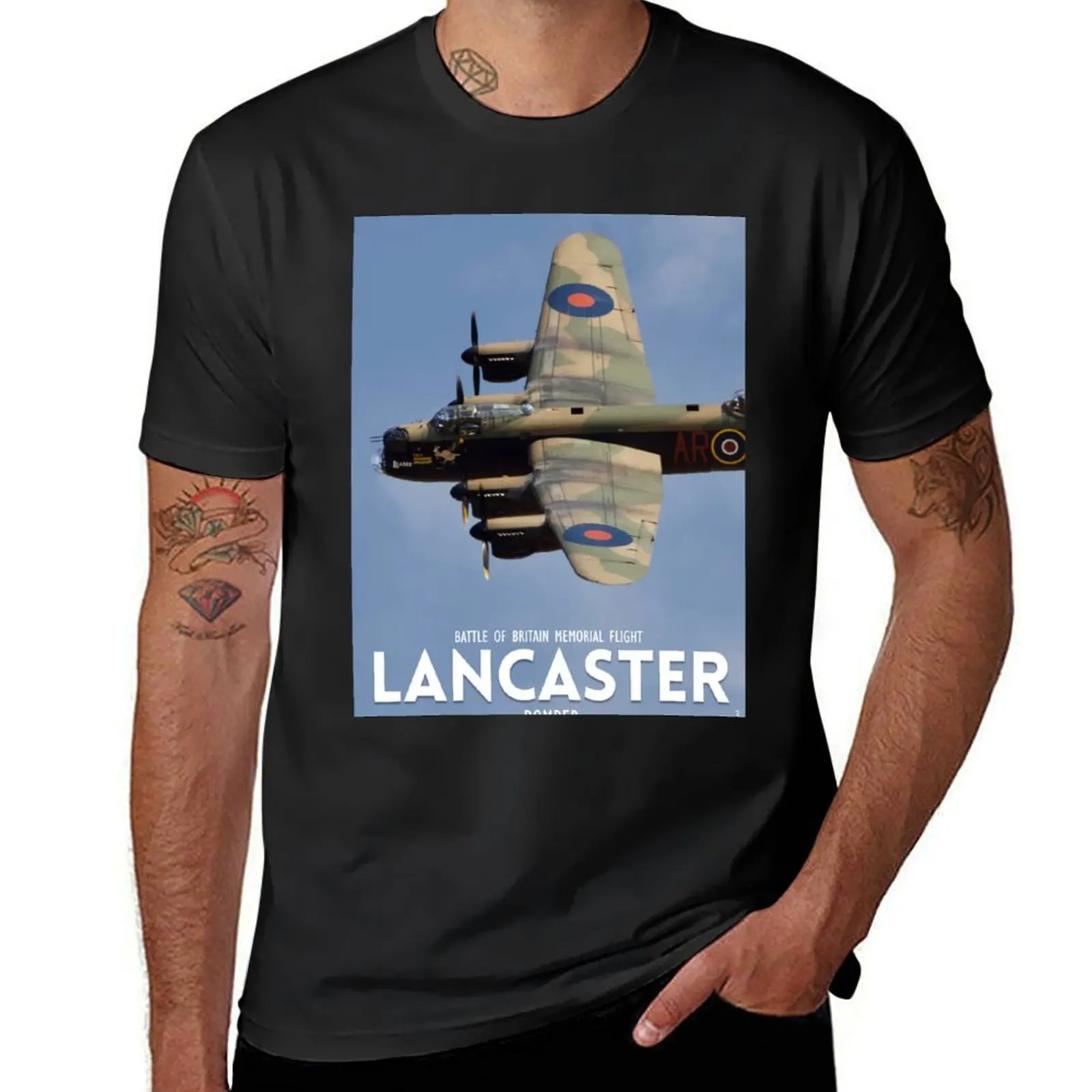 

WW2 RAF Avro Lancaster from the Battle of Britain Memorial Flight, Lincolnshire, England, UK. T-Shirt customizeds men clothings