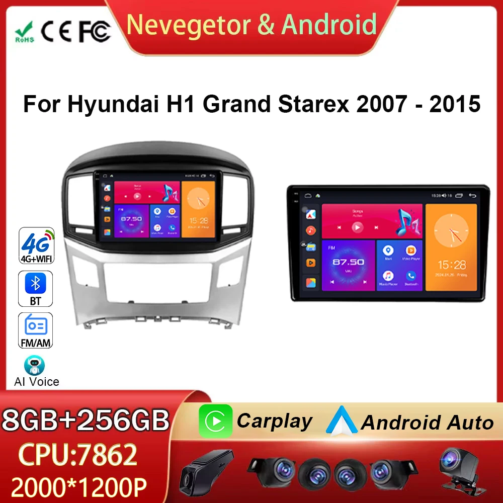 Android13 For Hyundai H1 Grand Starex i8000 TQ 2007-2015 Multimedia Car GPS Navigation DVD Wifi Player Stereo Radio No 2din WiFi