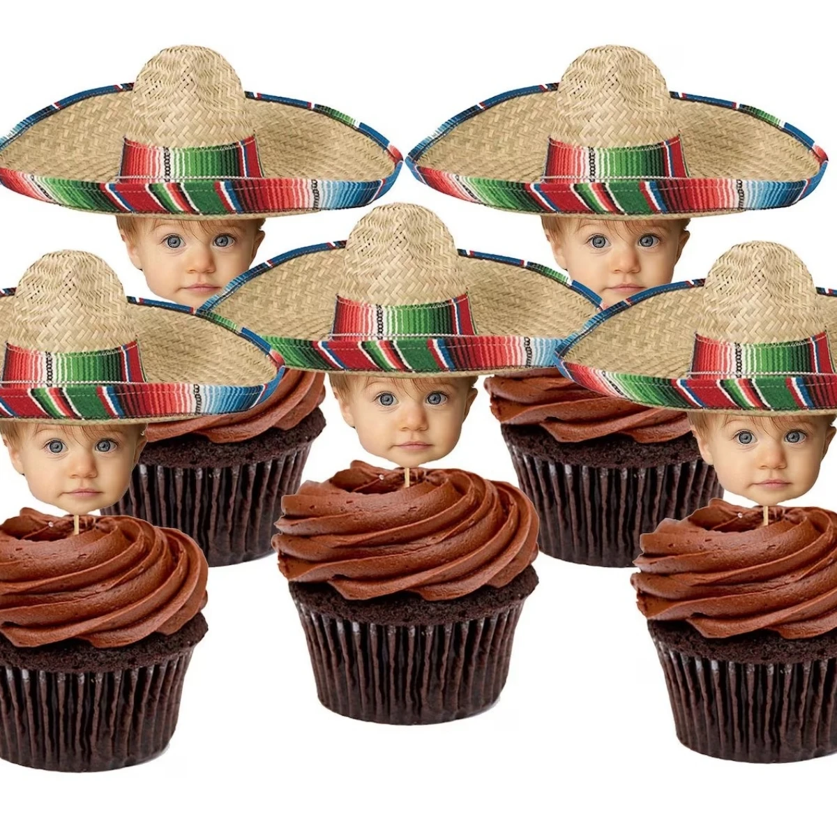 

12pcs Sombrero Picture Cupcake Toppers, Fiesta Sombrero Picture Cupcake Picks, Mexican Fiesta, Fiesta Birthday