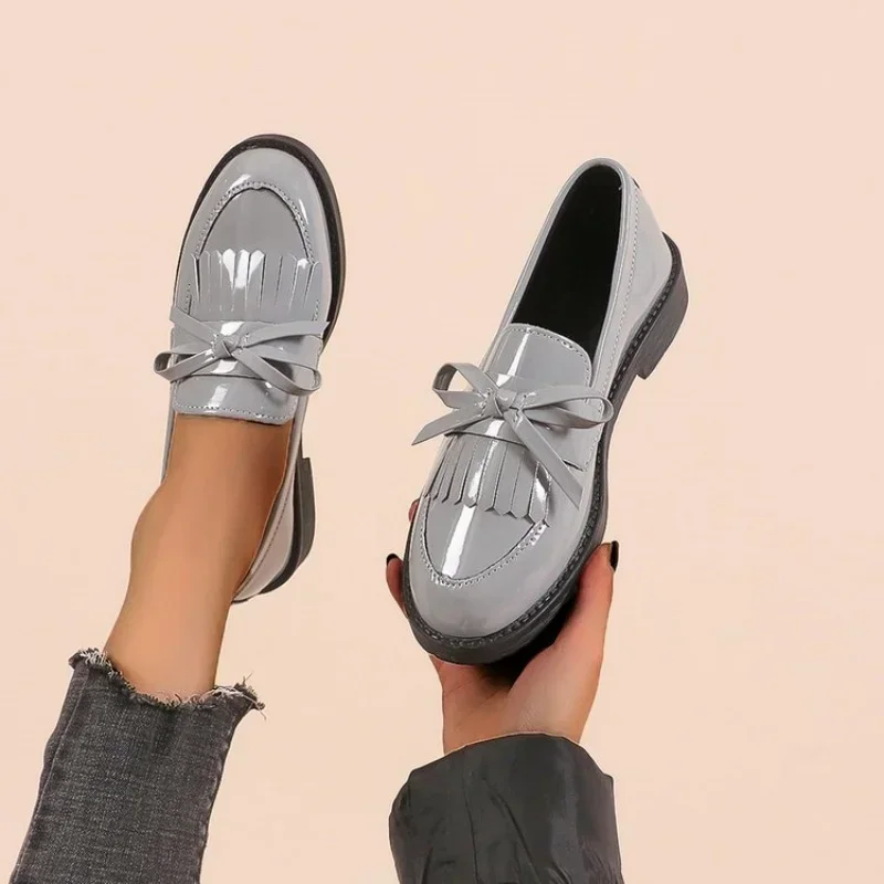 Frühling/Herbst Elegante Runde Zehenpartie Sexy Lässige Weichsohlen-Loafer Modische Bestseller Neue Bequeme Übergrößen Damenschuhe – Detail 2