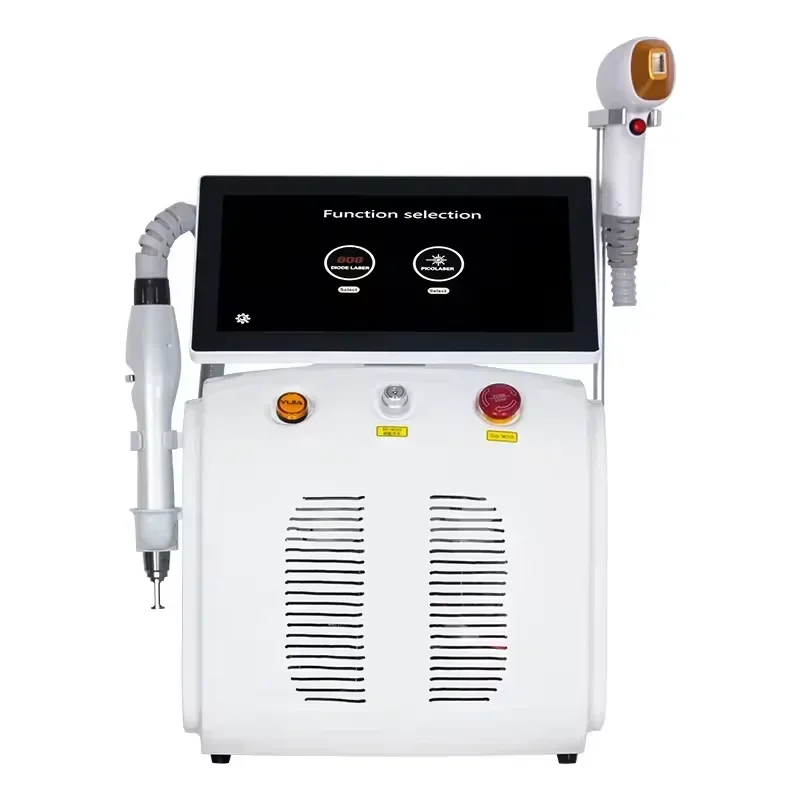 Professional Diode Tweeter Laser Hair Removal Machine, SHR Hair Removal, Tattoo Removal, Ice Titanium, Beauty Instrument, 2-in-1