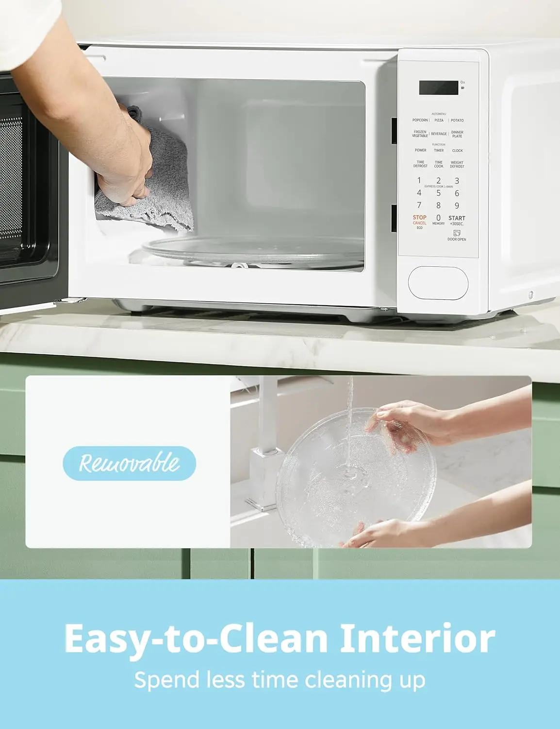 ميكروويف كومفي CMO-C20M1WH ريترو مع 11 مستوى طاقة، طهي سريع متعدد المراحل، وظيفة إعادة ضبط القرص الدوار، مؤقت المطبخ، السرعة #6