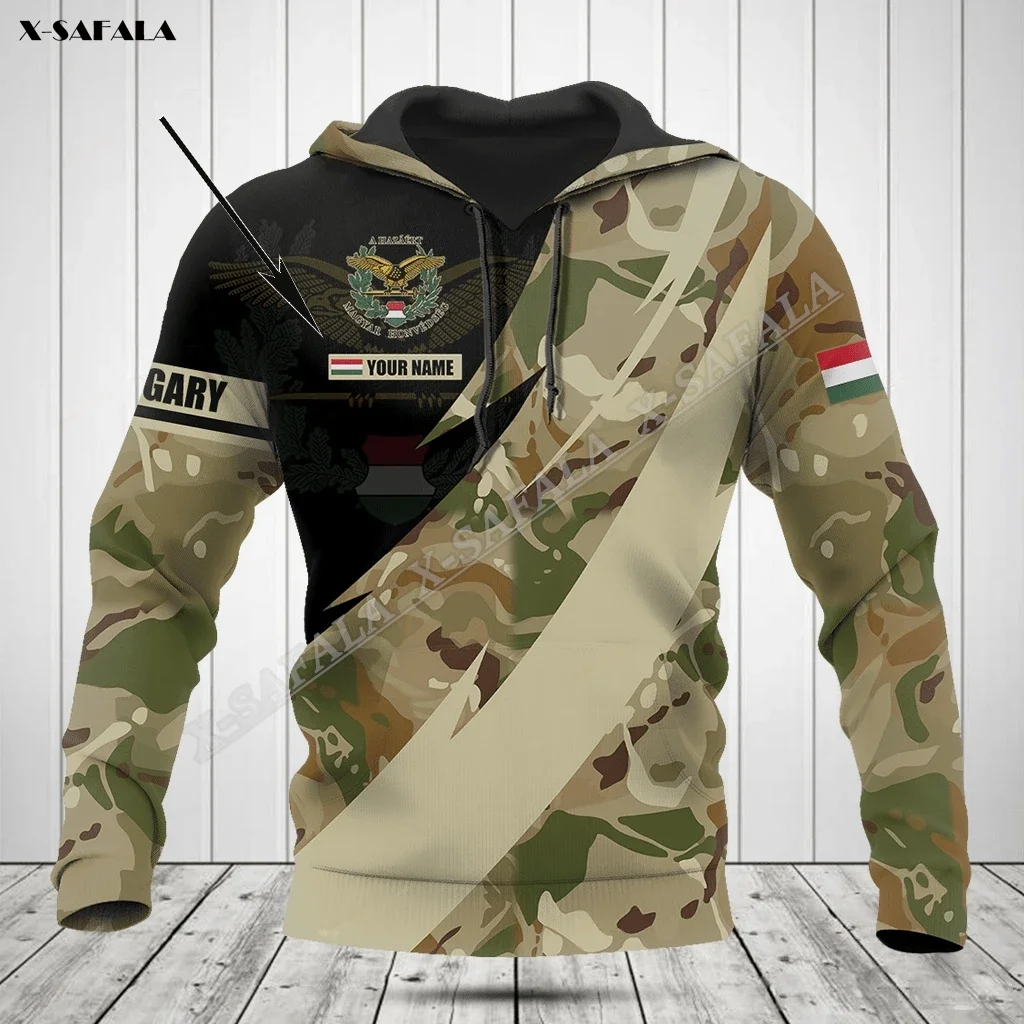 Hungarian Camo Flag  Army Veteran Coat Of Arms 3D Print Spring Hoodie Men's Outwear Shirt Pullover Hooded Sweatshirt Jersey