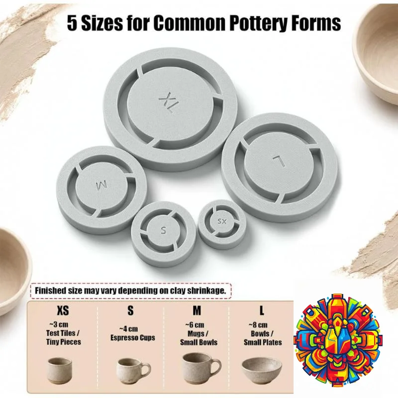 Pottery Foot Ring Template 5 Sizes Eco-Friendly Consistent Base Ring Mold for Kids School Clay Art Classes