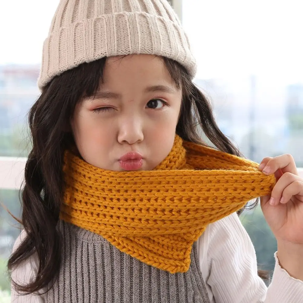 Winter Knitted Scarf Kids Boy Girl Winter Warm Scarf Knitting Wool Children Neck Warmer Wrap Outdoor Windproof Scarves