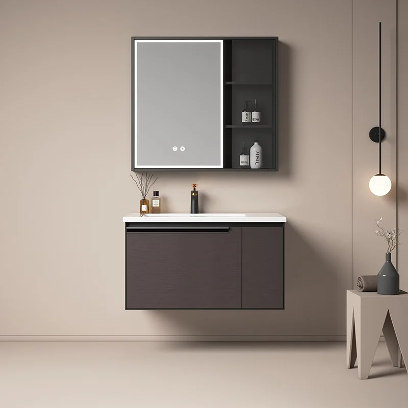 Picture 3: HYS large size thickened bathroom cabinet with stainless steel door panel combination set washbasin left basin