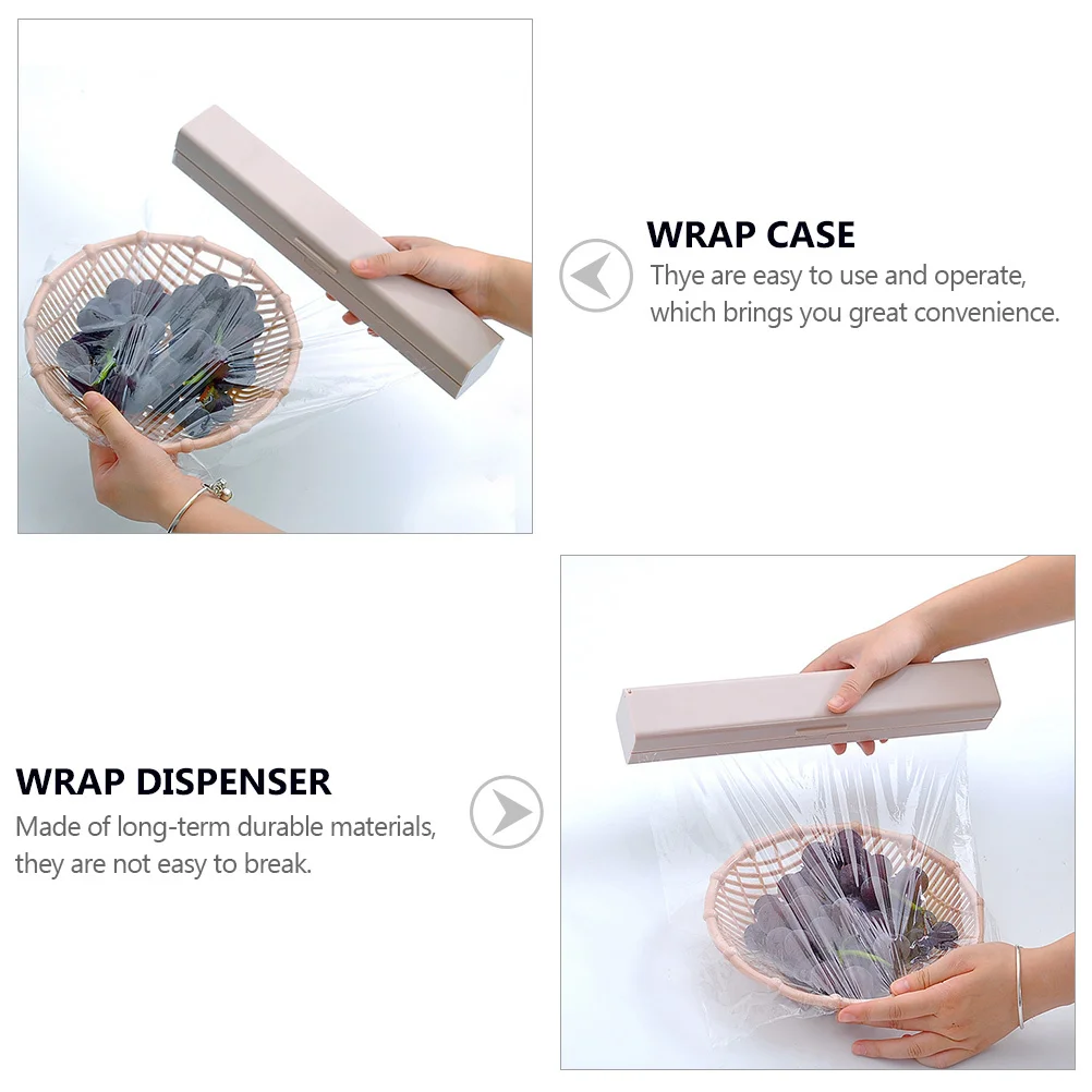 

3Pcs Food Cling Wrap Cutter Dispenser Cases Kitchen Wrap Storage Holder Easy Use Cutter Storage Holder Dispenser Cutting Box