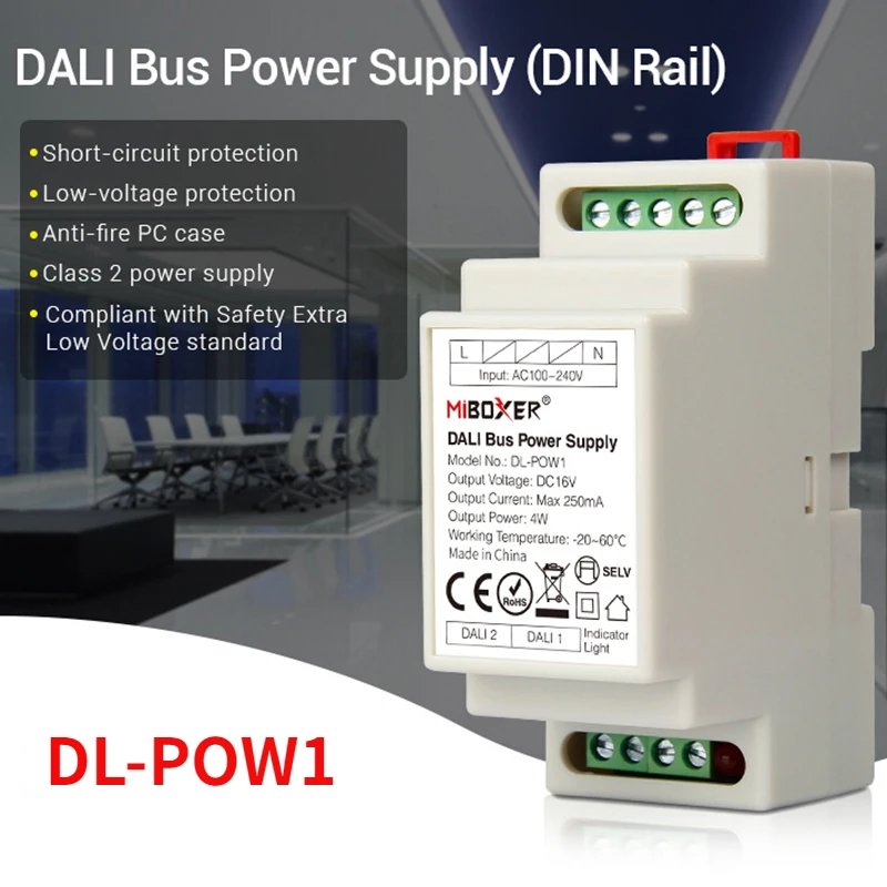 Miboxer  DALI 5 in 1 LED Controller DALI Dimming Control System(DT8) 86 Touch Panel DALI Bus Power Supply DIN Rail for LED Lamps