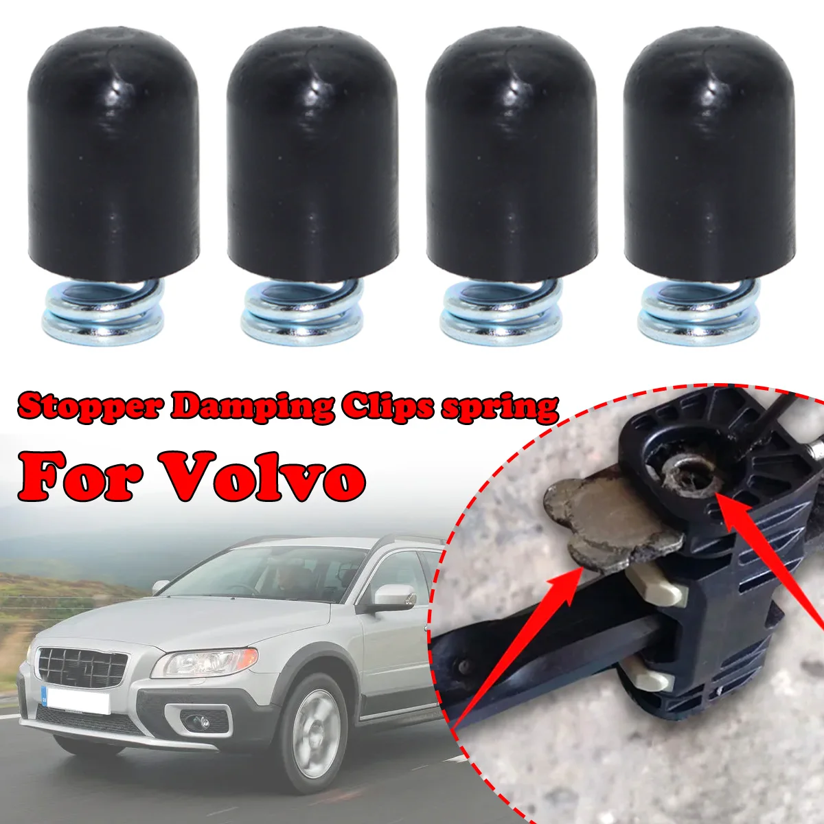 4/8kit Car Door Check Strap Limiter Repair Kit Stopper Damping Spring Clips Black For Volvo C30 M 2006-2013 S40 S80 XC60 XC70