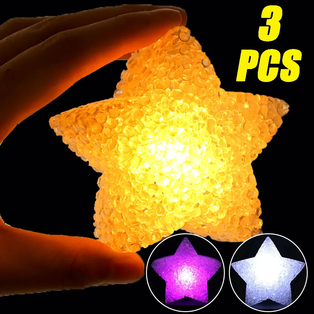 3/1Pcs Star Night Light Battery Powered Glowing Star Table Lamp Handheld Kids Gifts Toys Xmas New Year Party Decoration Supplies