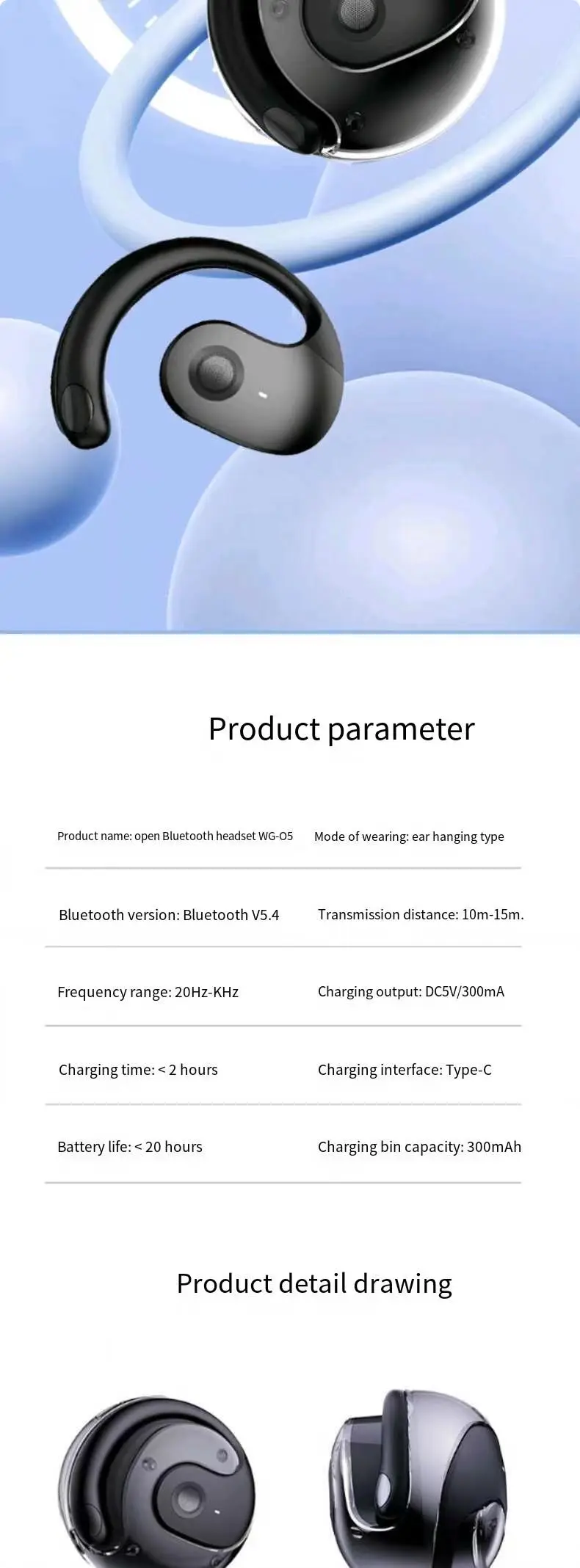 New feature small coconut ball TWS Bluetooth headset ear-mounted OPEN6 super lon