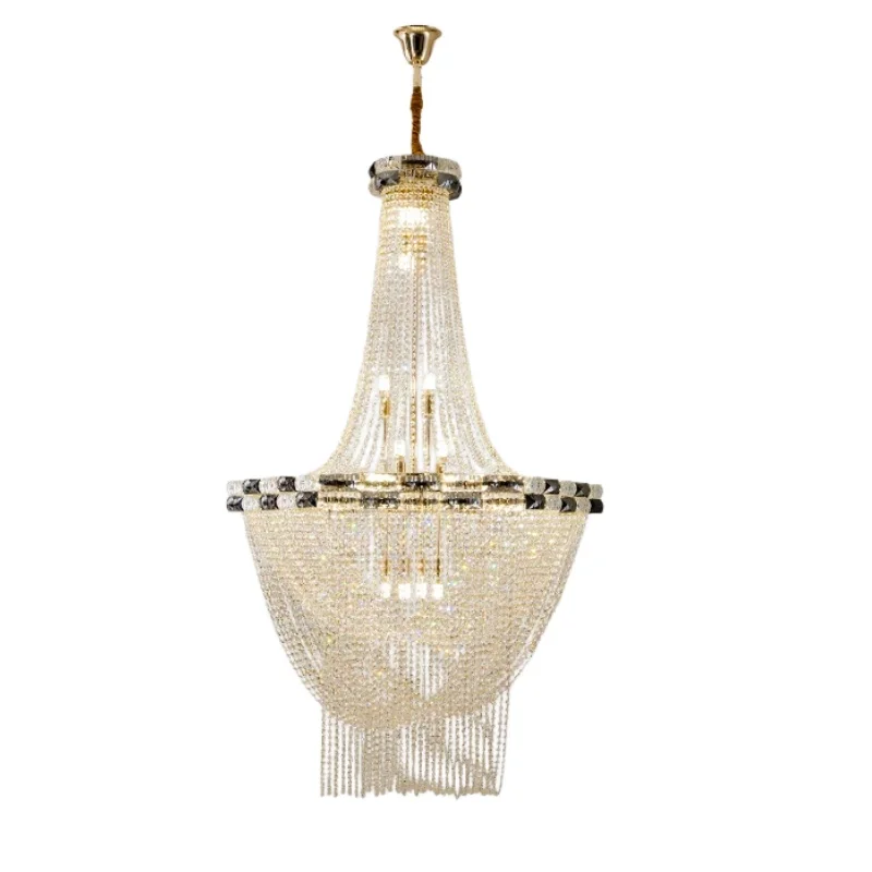 

European Duplex Gold Design Sense Crystal Living Room Chandelier Creative New Villa Project Hotel Lobby Crystal Hanging Lighting