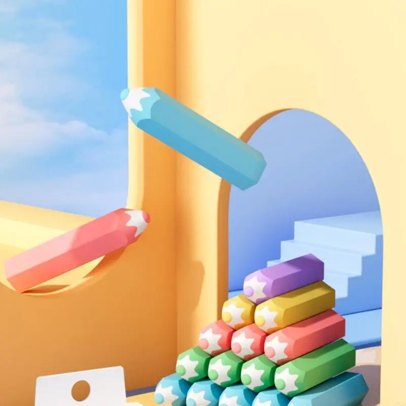 5PCS Novelty Hexagonal Grip Erasers Colorful Pencil Erasers Easy Erasing for Kid Student Daily Writing Drawing