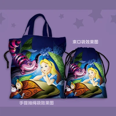 Disney Alice In Wonderland A77641 Anime Lunch Bags Customized Cartoon Drawstring Bag HandBag Casual Storage Unisex Gift