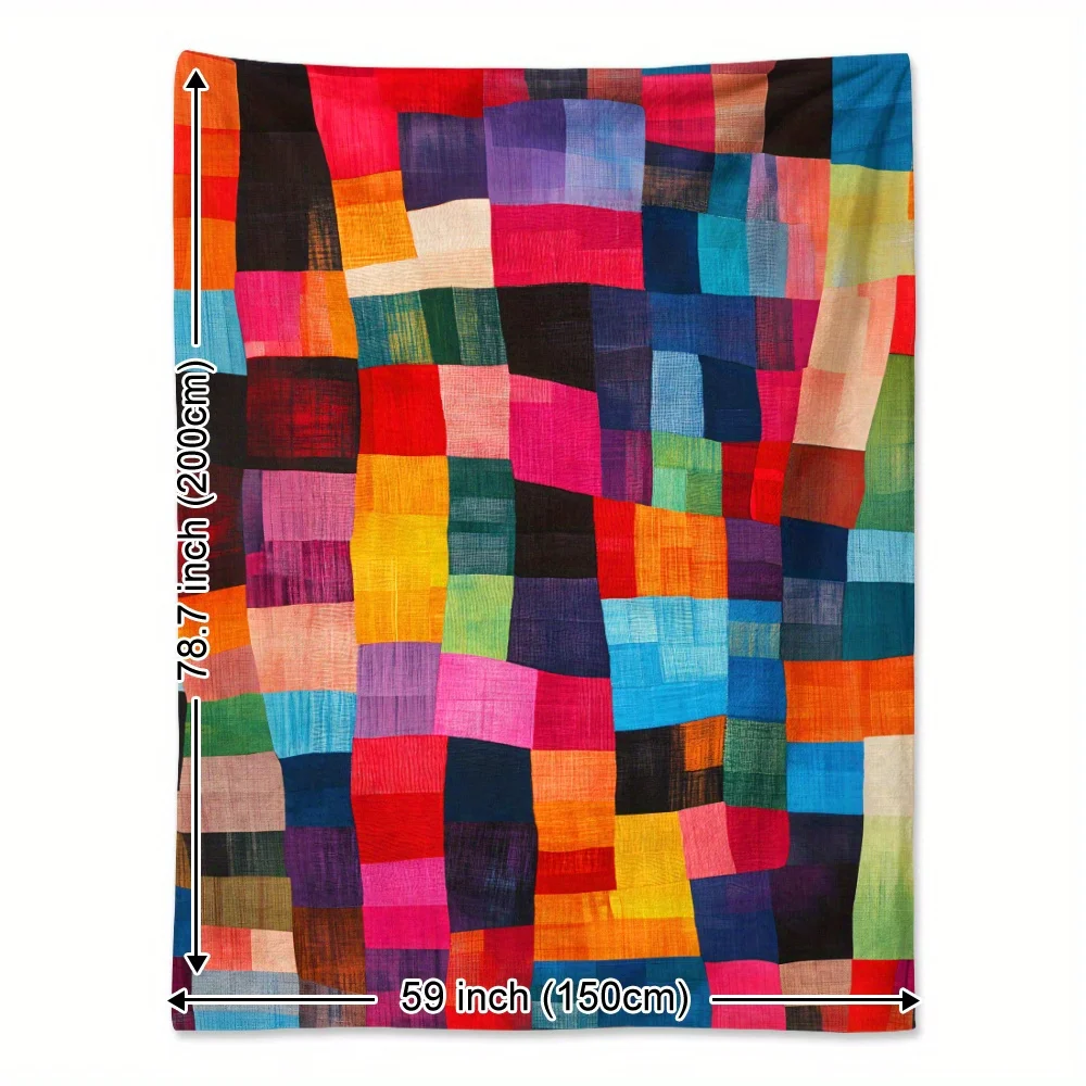 VIKAMA Aquarellgitter abstrakte moderne weiche und bequeme Decke, Schlafzimmer-Sofadecke, tragbare Reisedecke