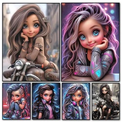 DIY Diamond Painting Sweet Cool Girl Full Diamond Mosaic Jewelry cross stitch Kits Cartoon Painting Home Decoration Handicrafts