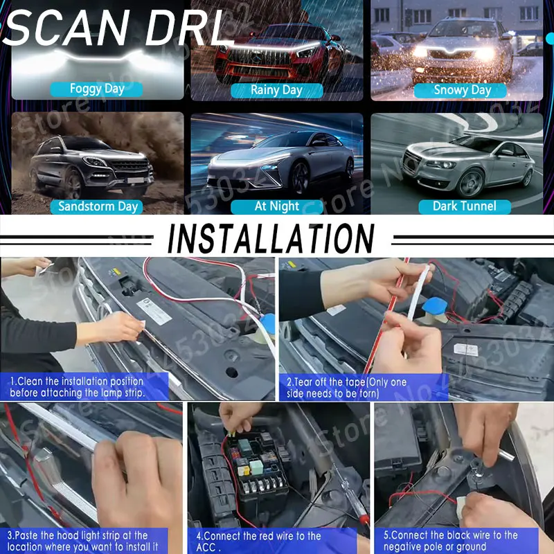 New DRL Car Hood Light For Citroen C5 Aircross 2017-2022 Scan Starting LED Strips Flexible Headlights Welcome Light view 6